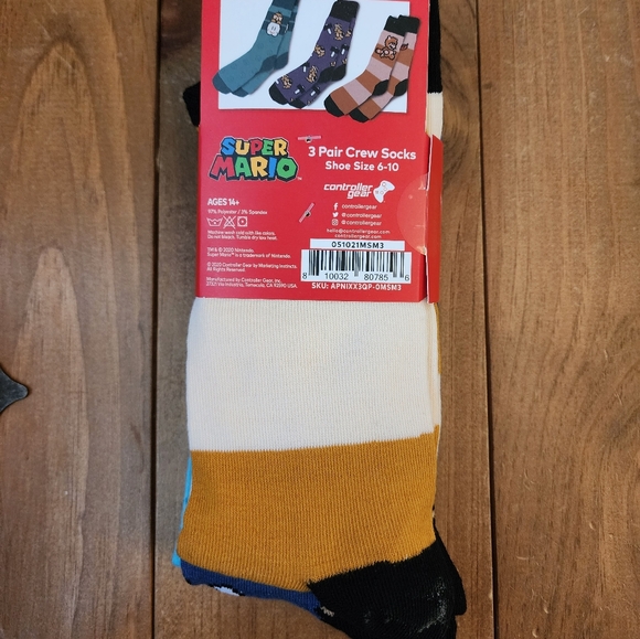 Super Mario 3-Pack Crew Socks Size 6-10 - Picture 2 of 6